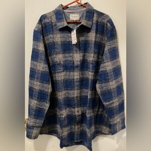 Flag & Anthem Men’s Button-Up Long Sleeve Shirt Size 2XLB Navy Grey 100% Cotton